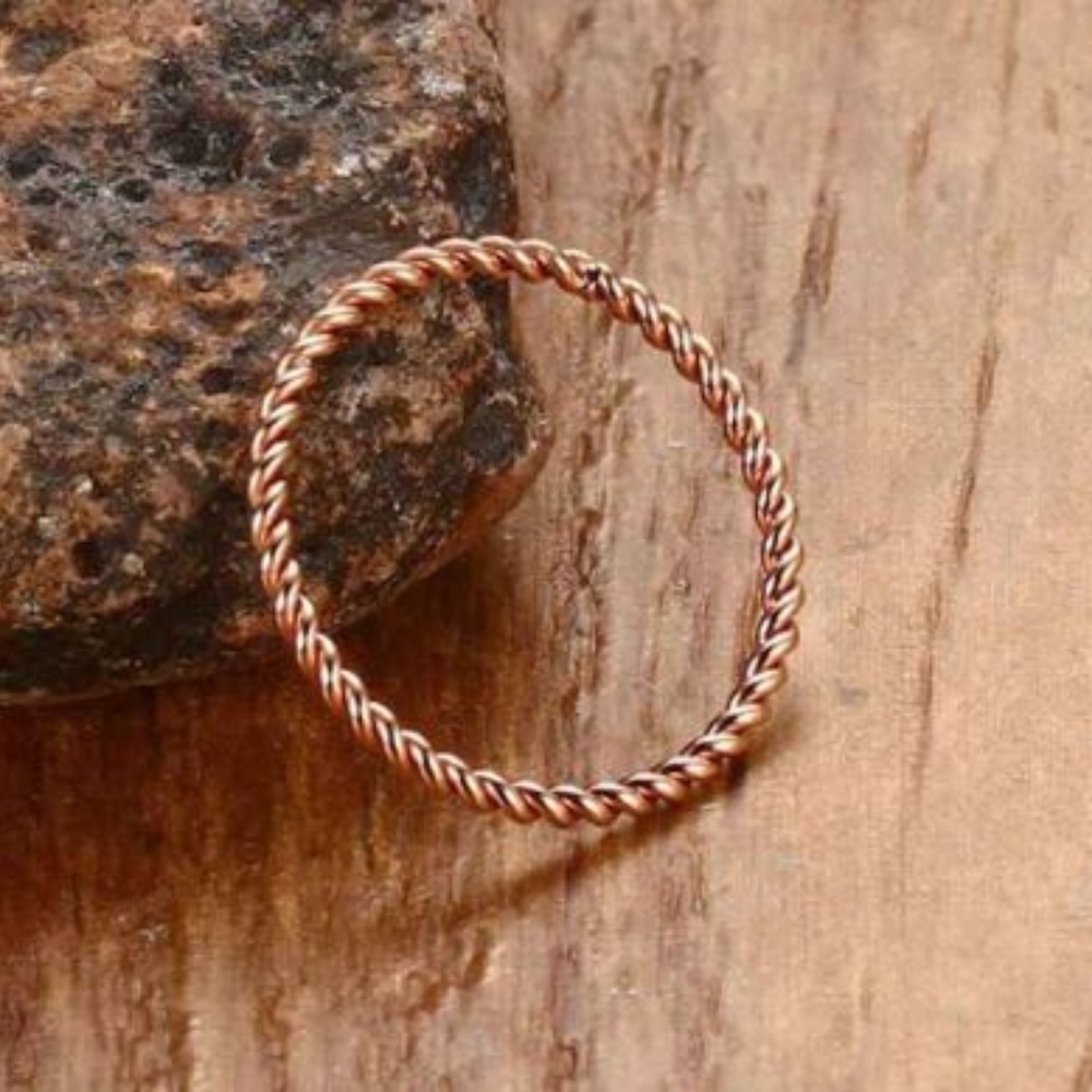 2 LEFT! Rose Gold Intertwined Twist Stackable Ring - Picture 2 of 5